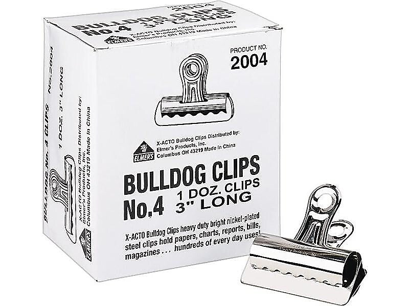 X-ACTO #4 Bulldog Clips, Metallic, 12/Box (2004)