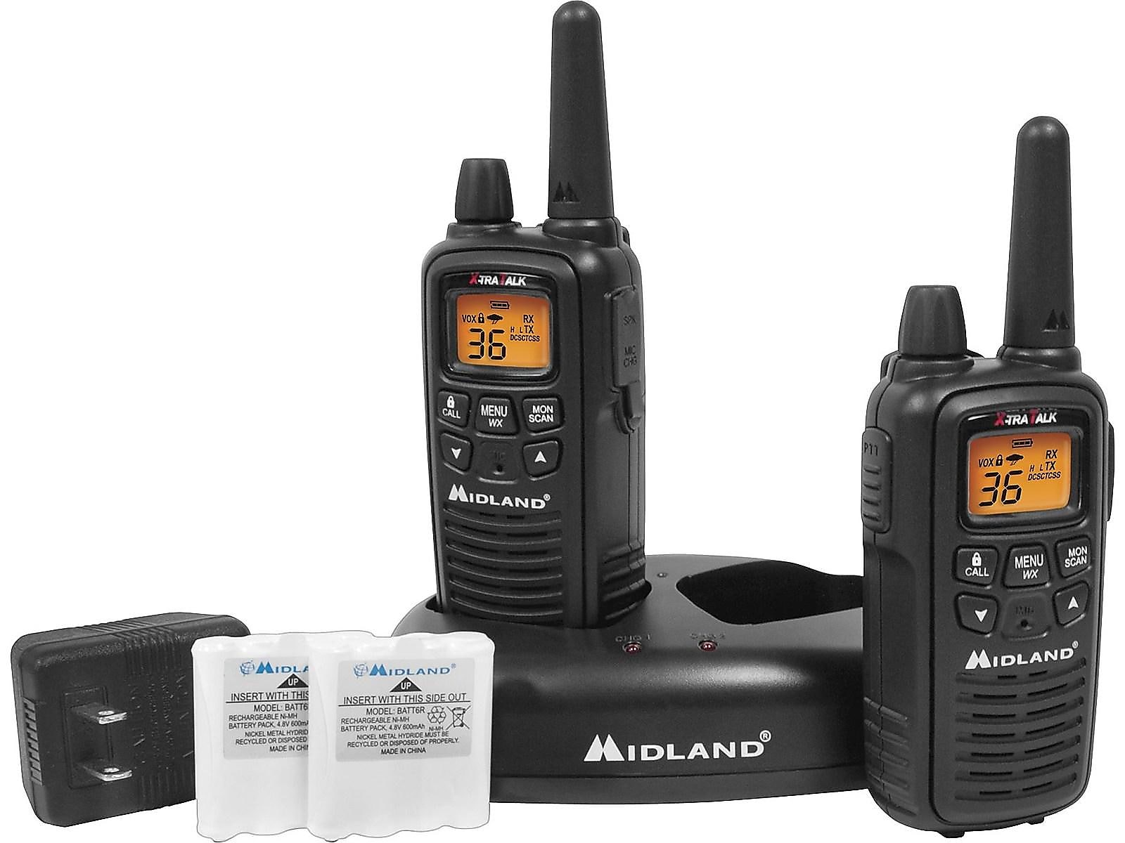 MIDLAND RADIO X-tra Talk Two-Way Radios, Black, 2/Pack (LXT600VP3)