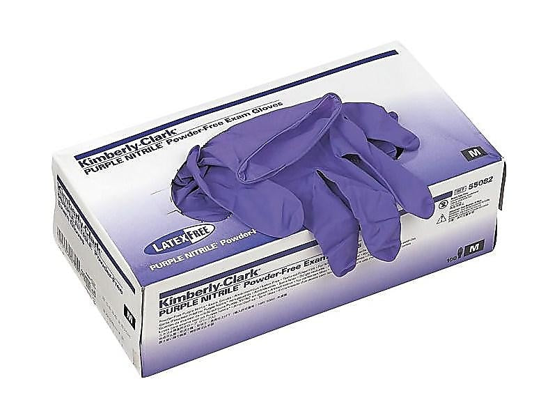 Kimberly-Clark Powder Free Nitrile Exam Gloves, Medium, Purple, 100/Box (55082)