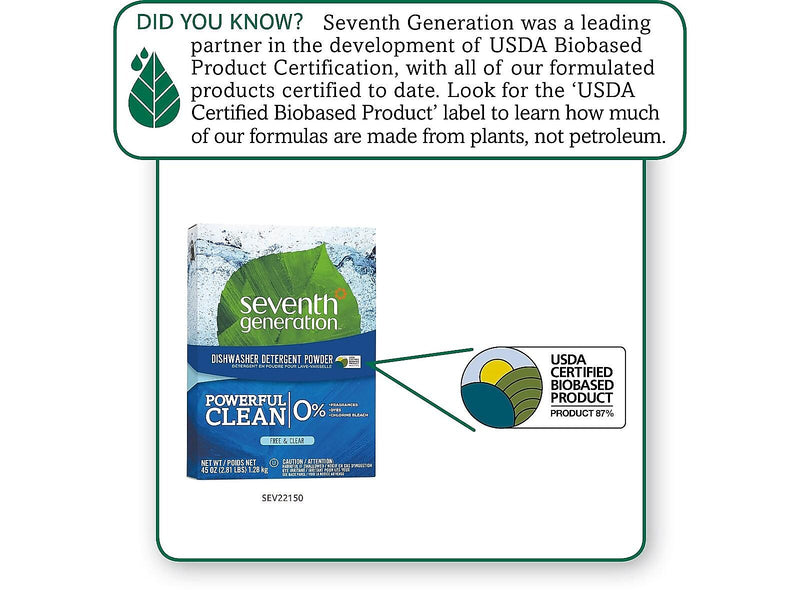 Seventh Generation Powder Dishwasher Detergent, 45 oz., 12/Carton (SEV 22150CT)