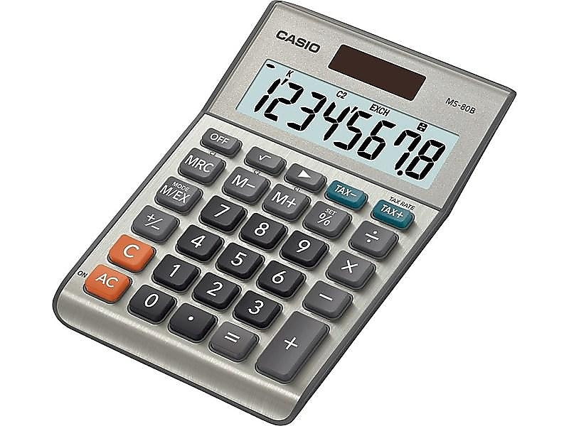 Casio 8-Digit Desktop Calculator, Gray (MS-80B)