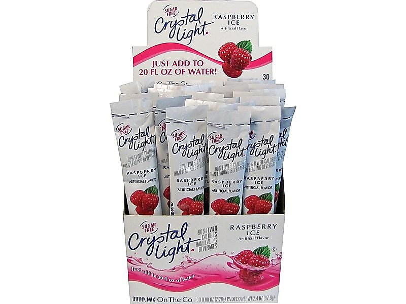 Crystal Light On-The-Go Sugar-Free Raspberry Ice Powder Drink Mix, 0.08 oz., 30 Packets/Box (GEN00798)