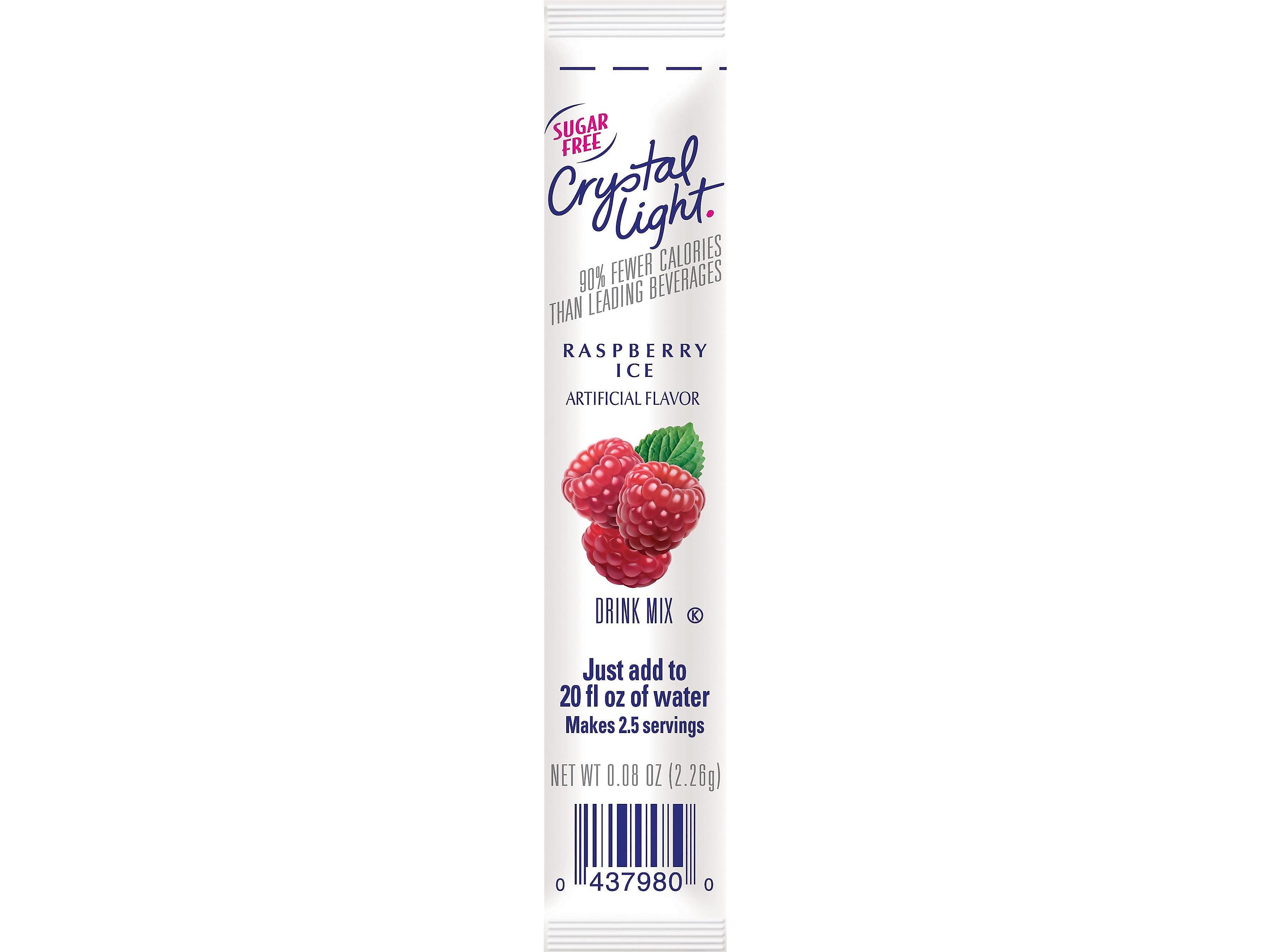 Crystal Light On-The-Go Sugar-Free Raspberry Ice Powder Drink Mix, 0.08 oz., 30 Packets/Box (GEN00798)