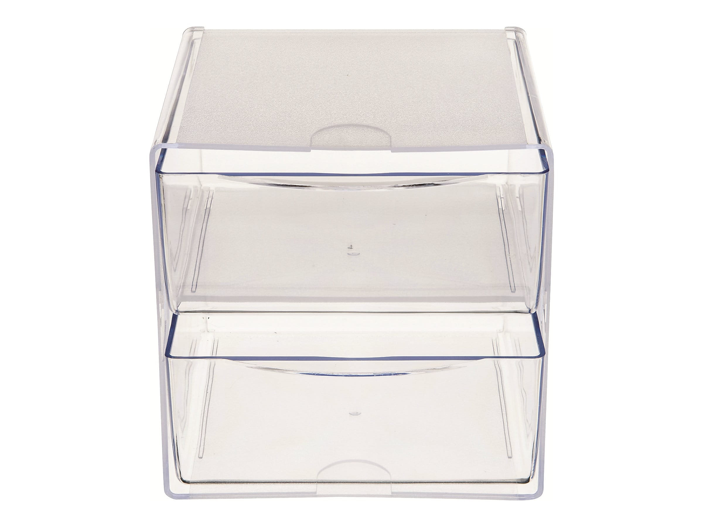 Deflect-O Cube 2 Compartment Stackable Plastic Storage Drawers, Clear (350101)