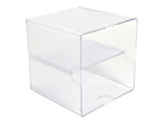 Deflect-O Cube 2 Compartment Stackable Plastic Compartment Storage, Clear (350701)