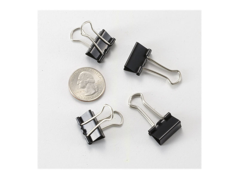 Officemate OIC Small Binder Clips, 0.37" Capacity, Black, 12 Clips/Box (OIC99020)