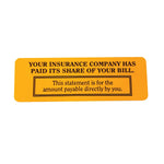 Reminder & Thank You Collection Labels, Insur. Has Paid Its Share, Fl Orange, 1x3", 500 Labels