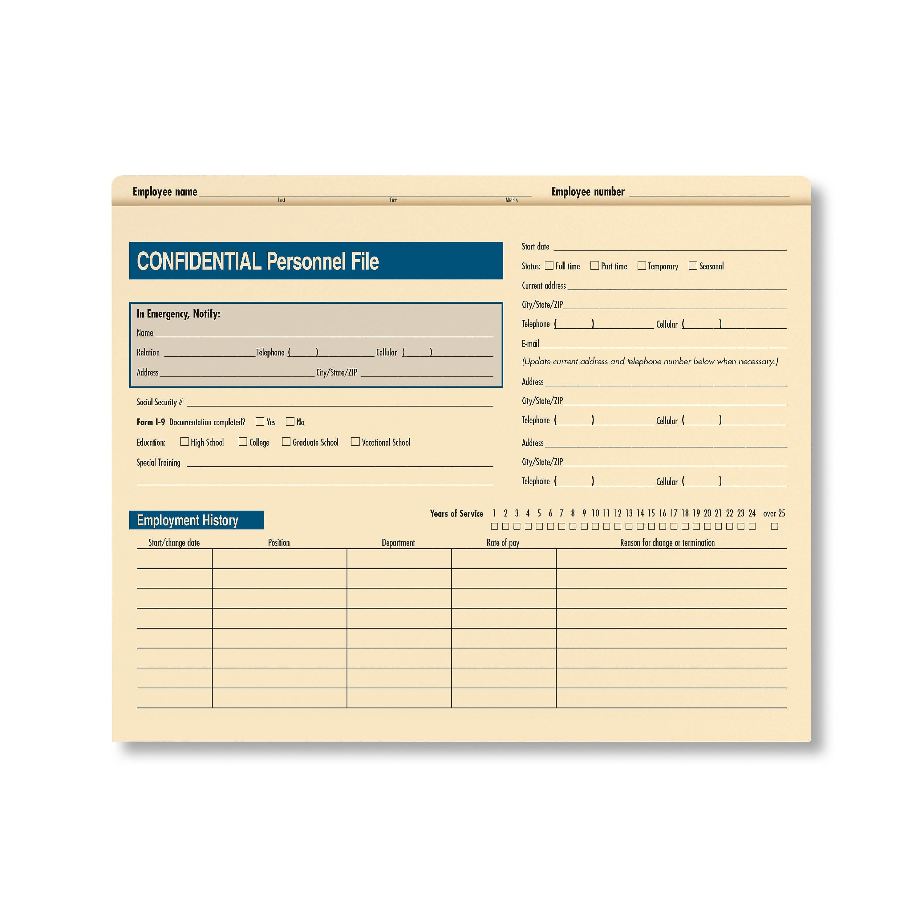 ComplyRight™ Confidential Personnel File Folder, Pack of 25 (A221)