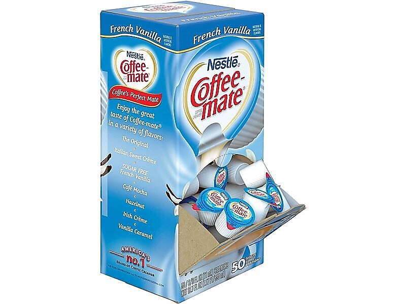 Coffee mate French Vanilla Lactose Free Liquid Creamer, 0.38 fl. oz., 50/Dispenser, 4 Dispensers/Carton (NES35170)