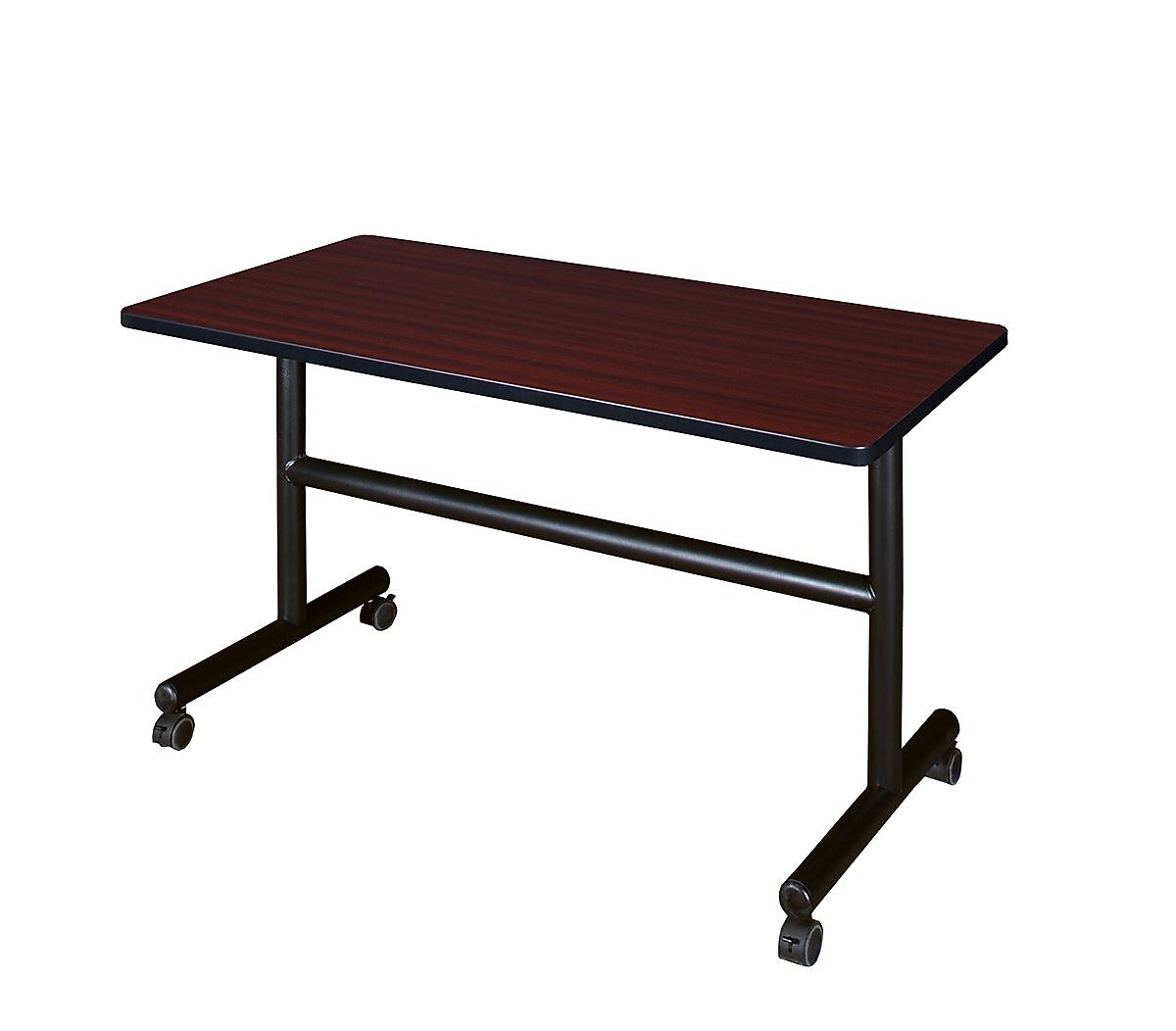 Regency Kobe 48" x 30" Flip Top Mobile Training Table- Mahogany