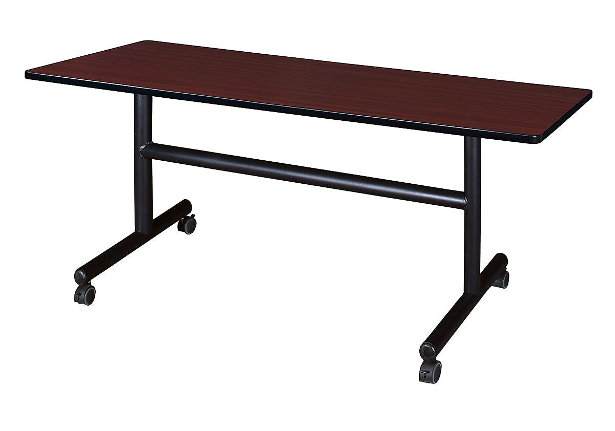 Regency Kobe 60" x 30" Flip Top Mobile Training Table- Mahogany