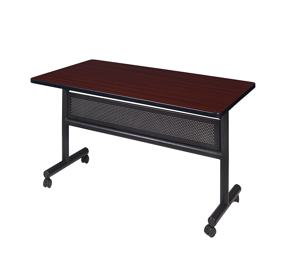 Regency Kobe 48" x 30" Flip Top Mobile Training Table with Modesty- Mahogany