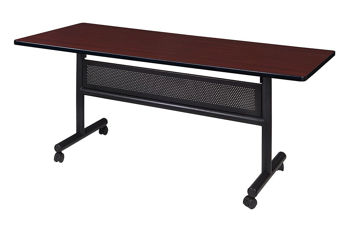Regency Kobe 60" x 30" Flip Top Mobile Training Table with Modesty- Mahogany