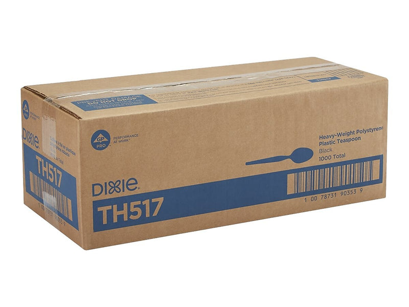 Dixie Plastic Teaspoon, Heavy-Weight, Black, 1000/Carton (TH517)