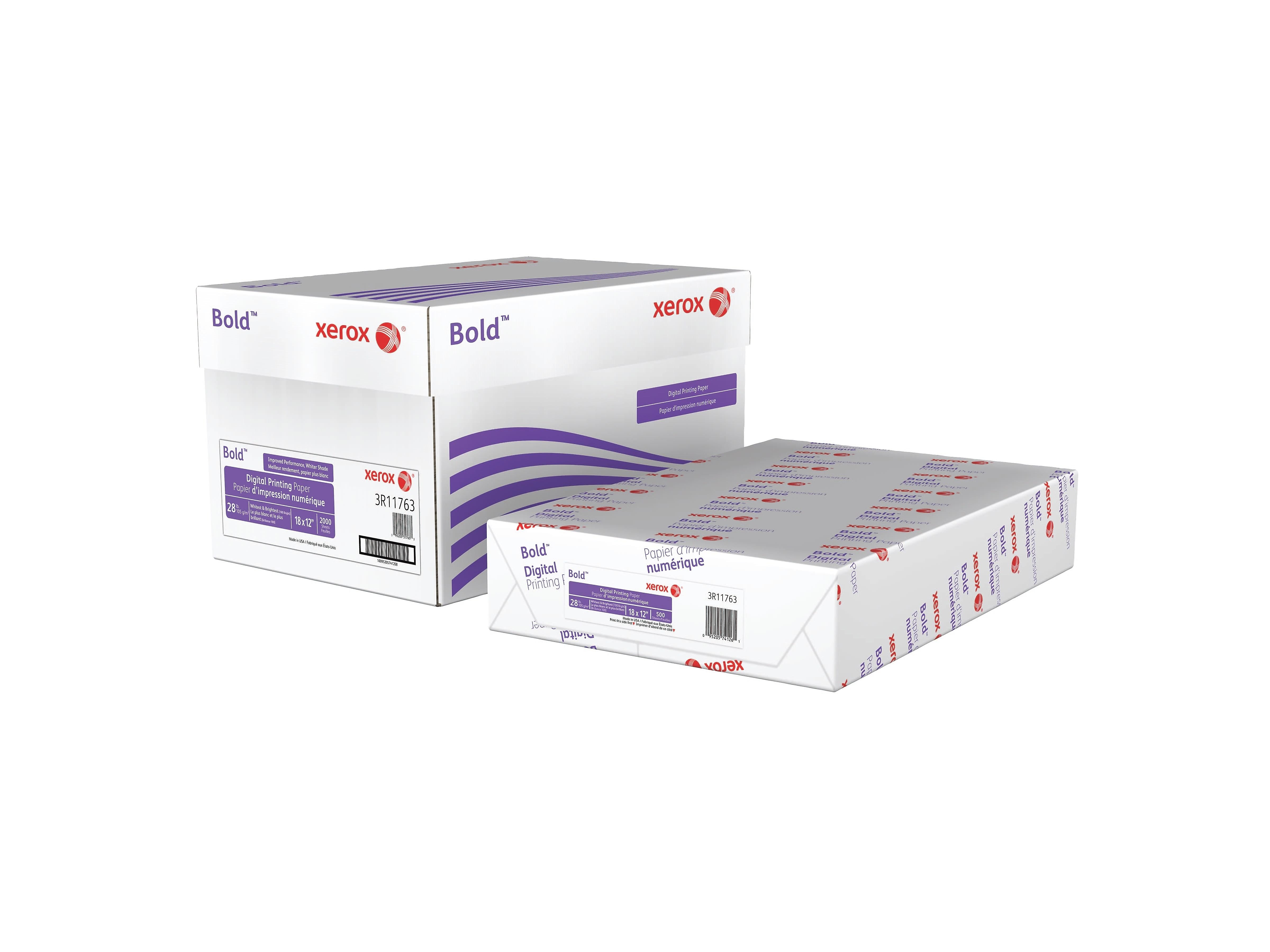 Xerox Bold Digital 18" x 12" Color Copy Paper, 28 lbs., 100 Brightness, 500 Sheets/Ream, 4 Reams/Carton (3R11763)