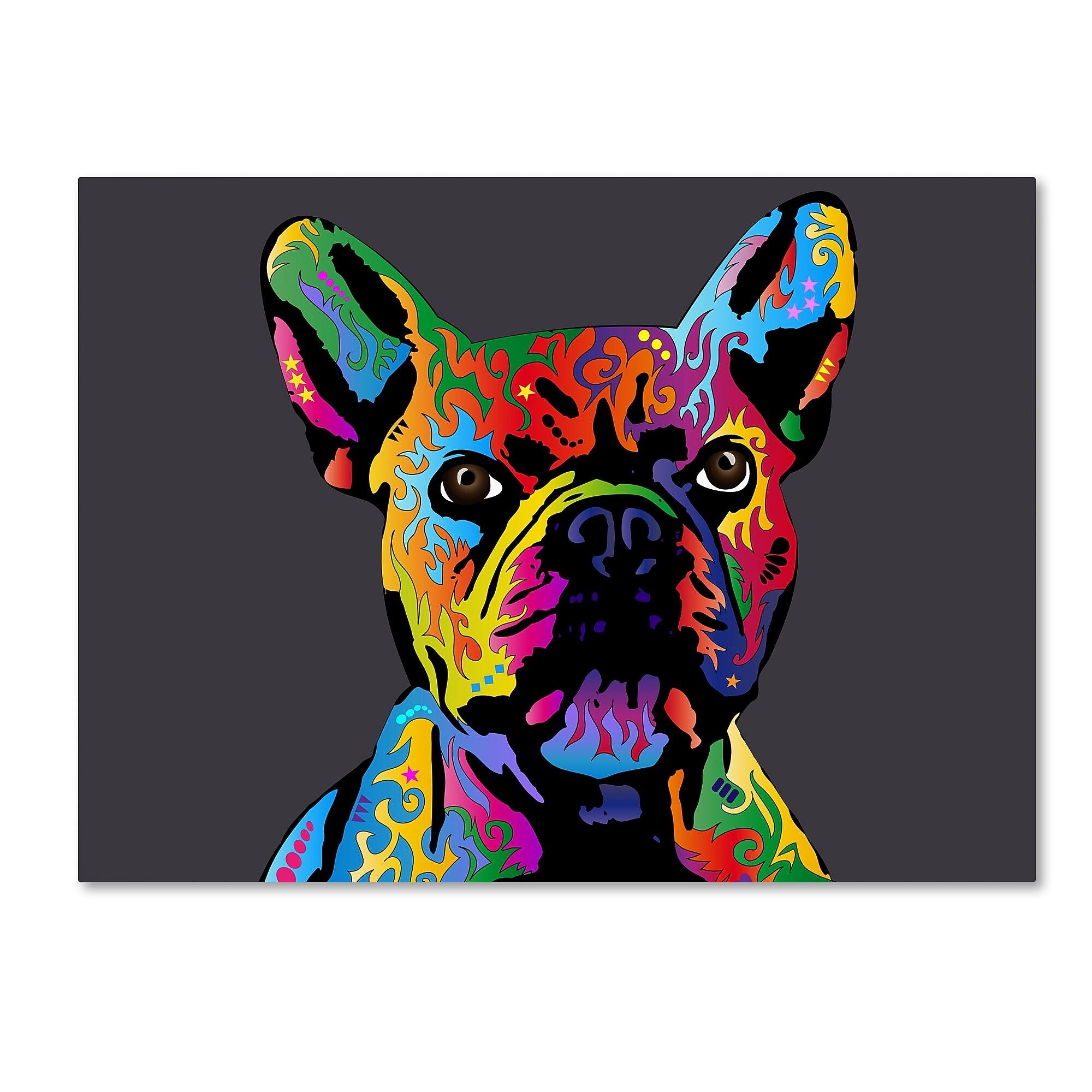 Trademark Fine Art Michael Tompsett 'French Bulldog Grey' 14" x 19" Canvas Stretched Art Print (190836022632)