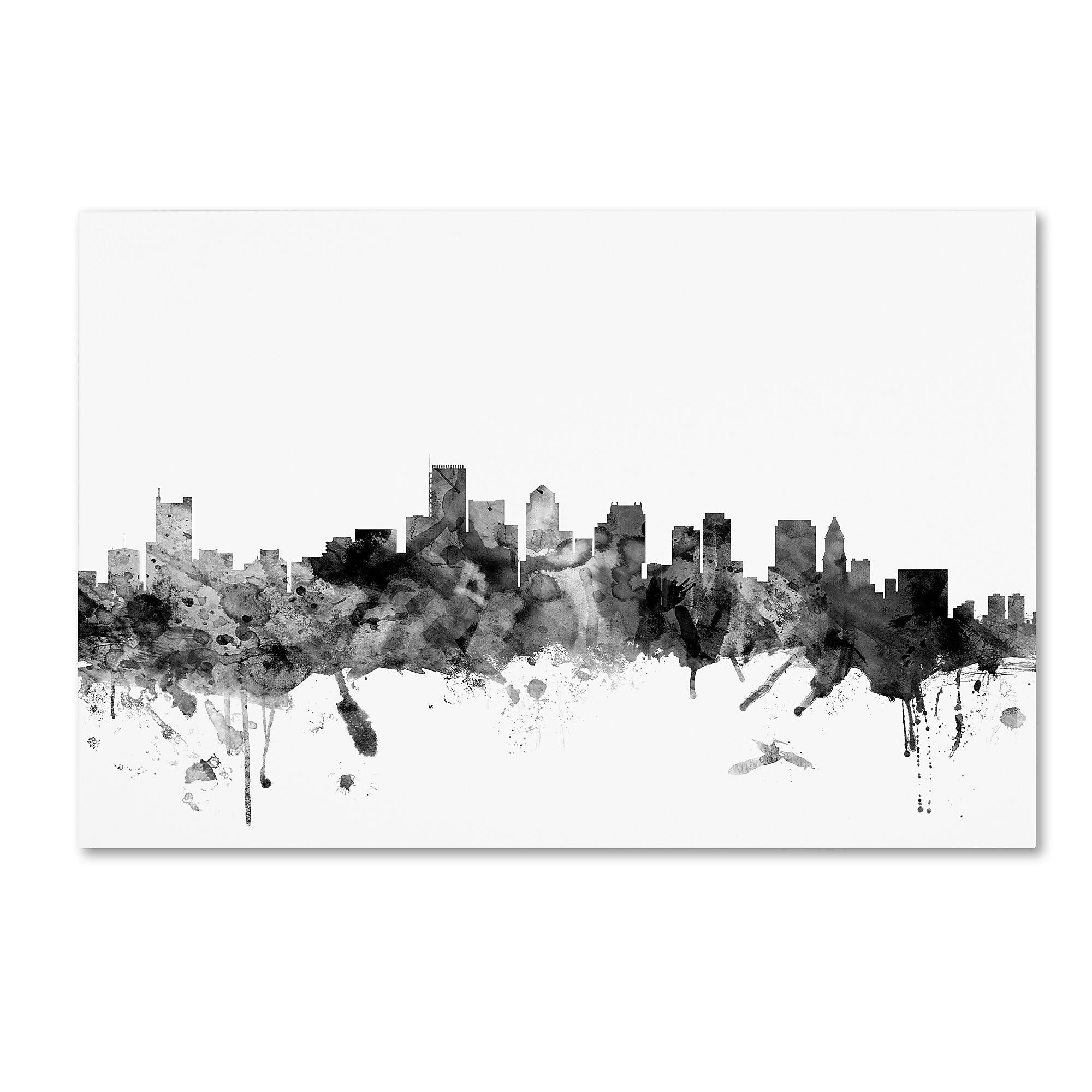 Trademark Fine Art Michael Tompsett 'Boston MA Skyline B&W' 12" x 19" Canvas Stretched Art Print (190836103867)