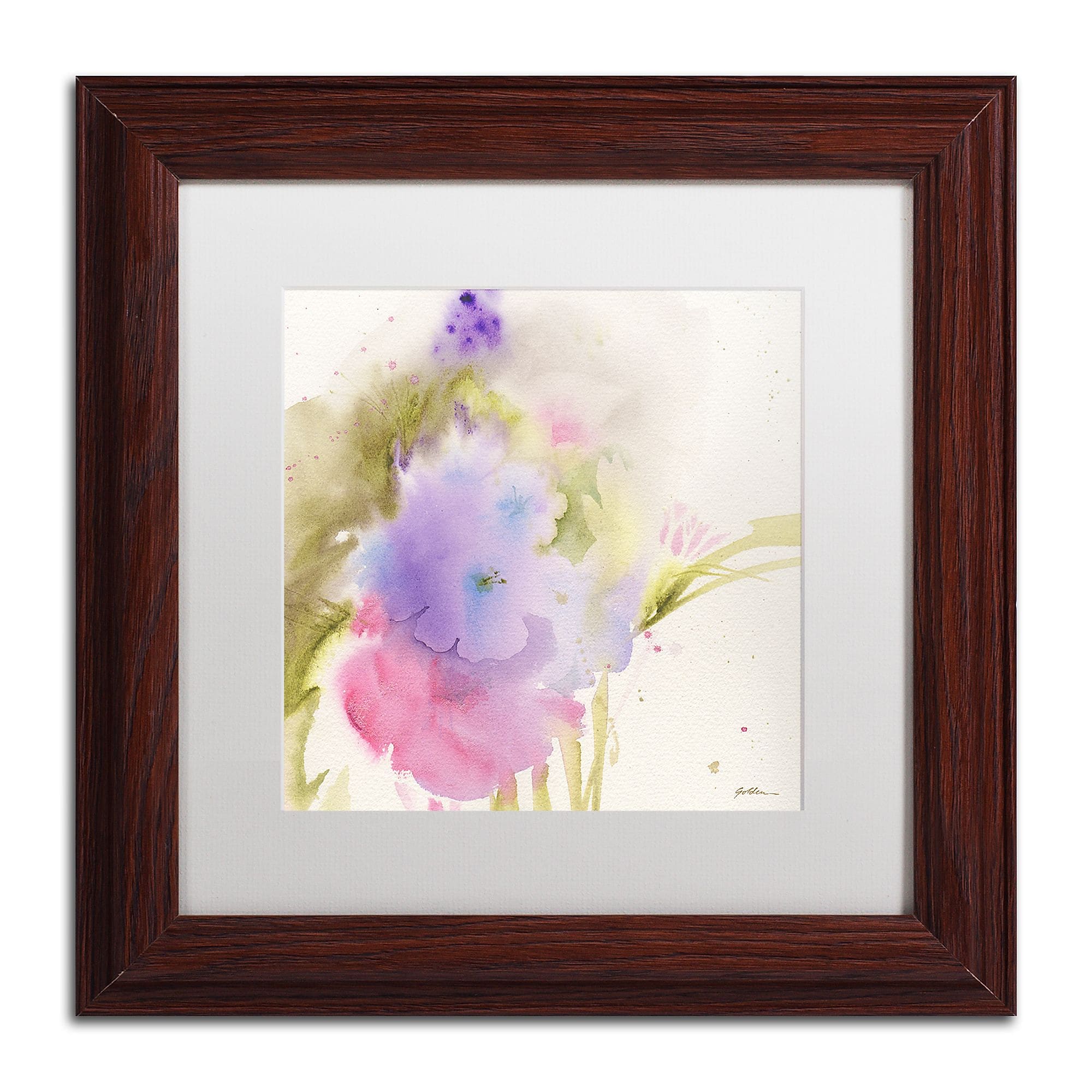 Trademark Fine Art Sheila Golden 'Purple Blooming' 11" x 11" Matted Framed Art Print (190836241132)