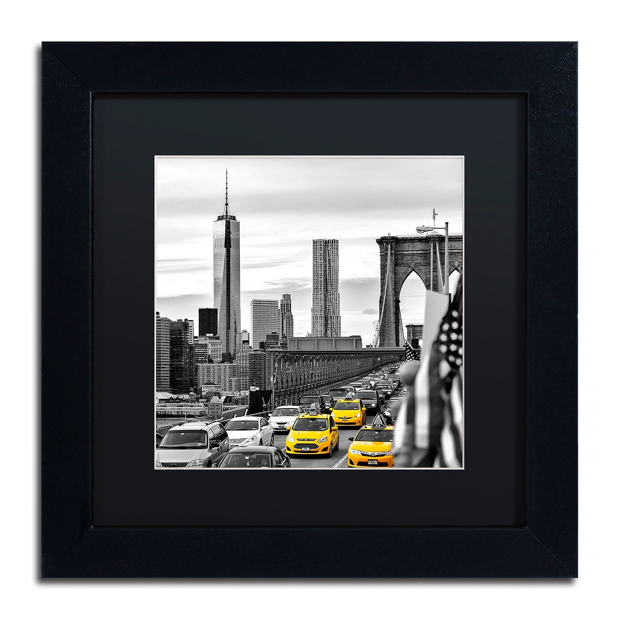 Trademark Fine Art Philippe Hugonnard 'Taxis in New York' 11" x 11" Matted Framed Art Print (190836121168)