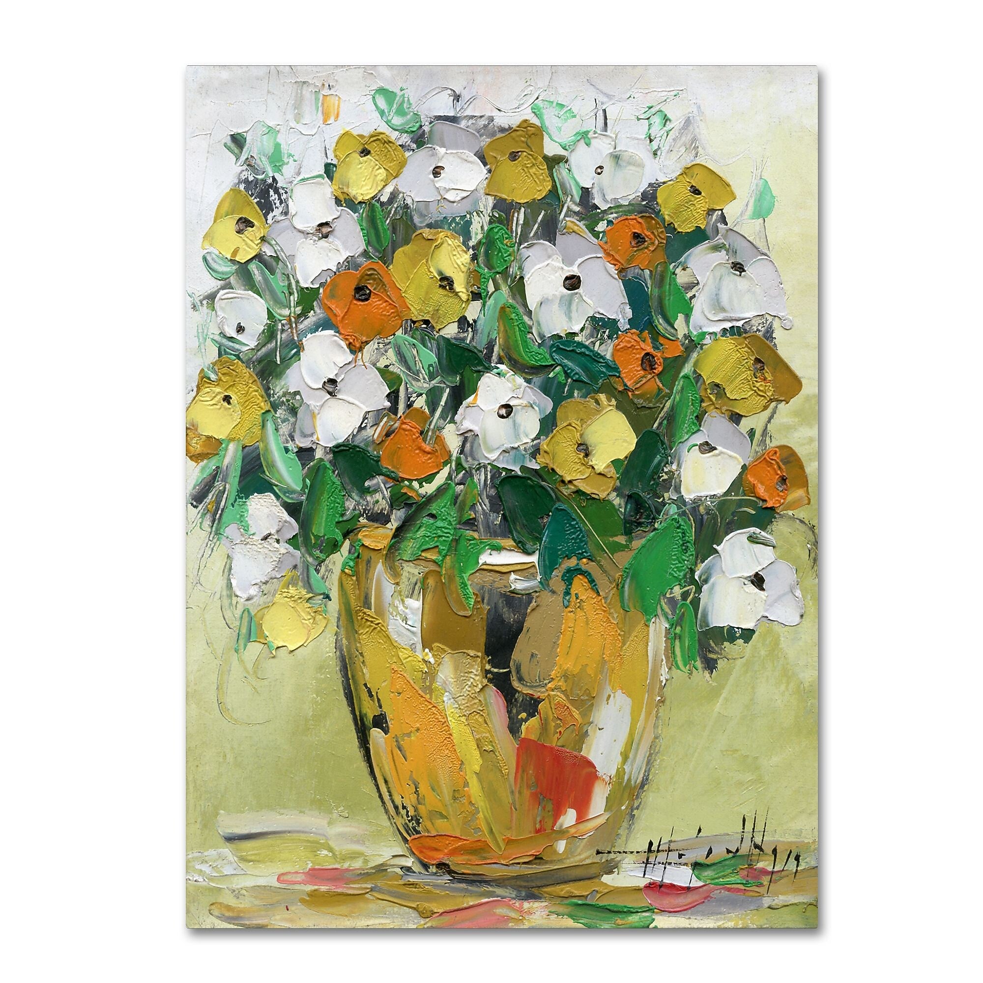 Trademark Fine Art Hai Odelia 'Spring Flowers in a Vase 4' 14" x 19" Canvas Stretched (190836067664)