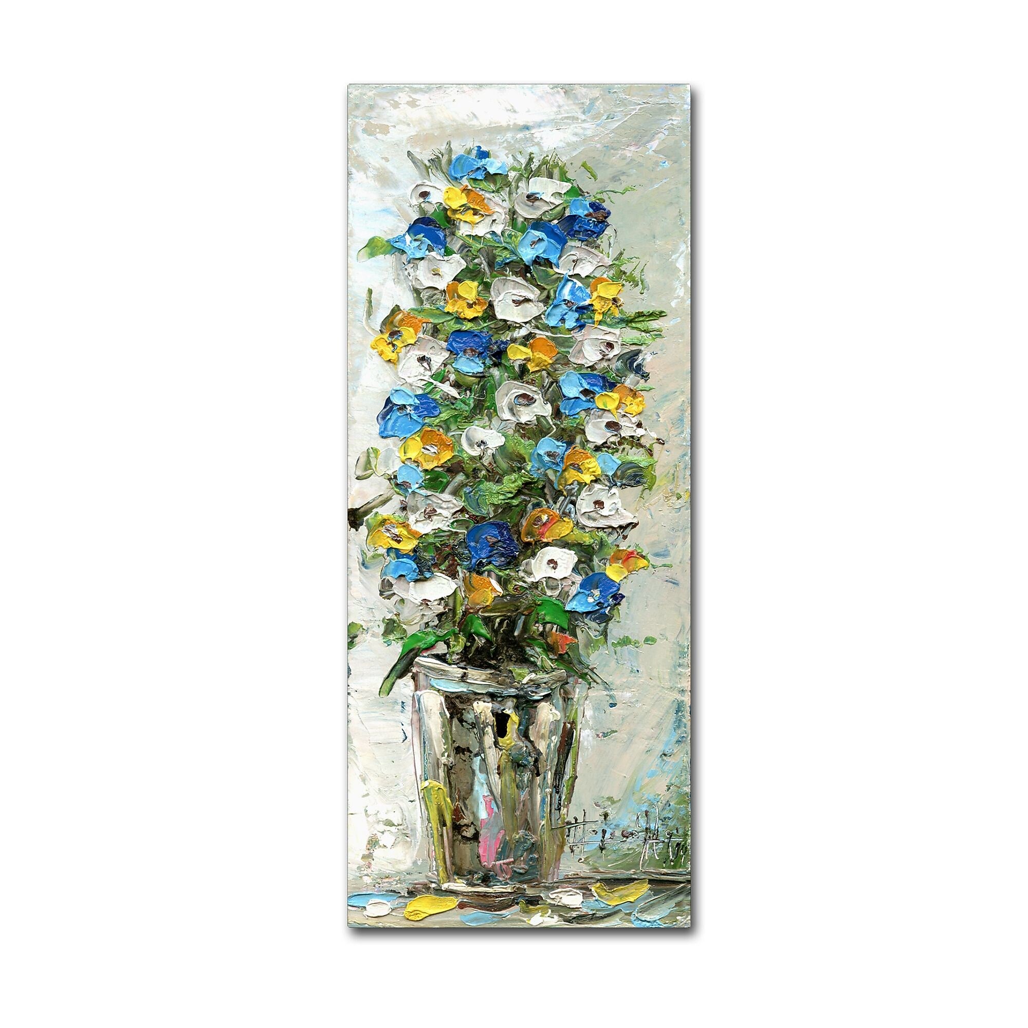 Trademark Fine Art Hai Odelia 'Spring Flowers in a Vase 2' 10" x 24" Canvas Stretched (190836067367)