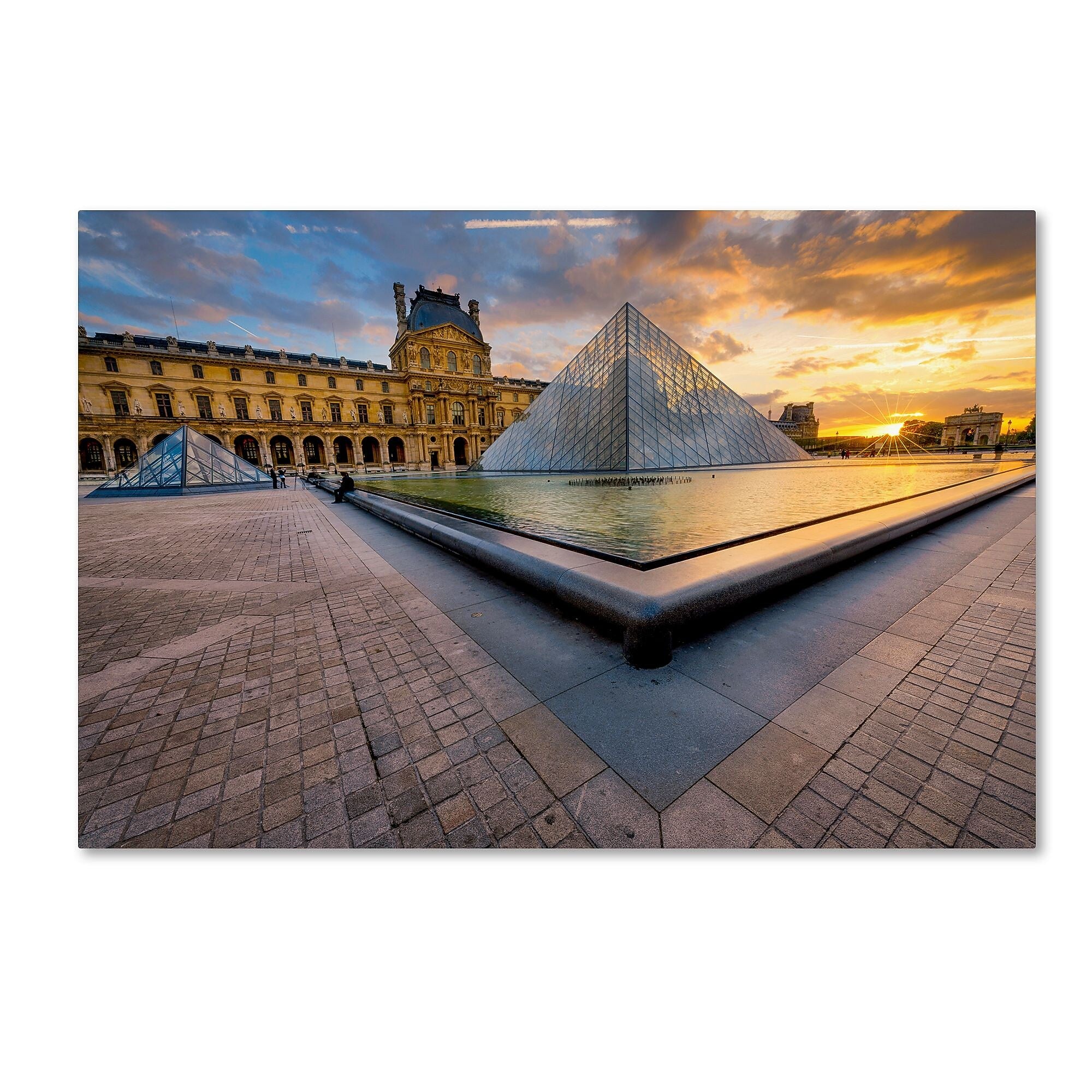 Trademark Fine Art Mathieu Rivrin 'Geometry of the Louvre Museum' 12" x 19" Canvas Stretched (190836130146)