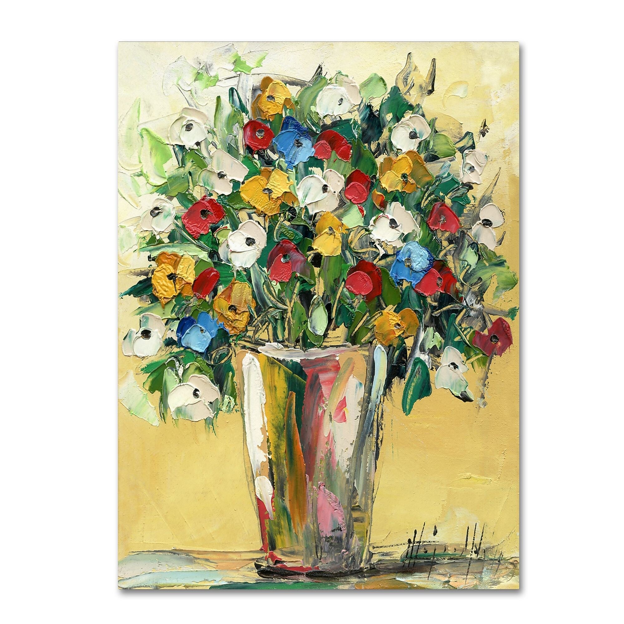 Trademark Fine Art Hai Odelia 'Spring Flowers in a Vase 9' 14" x 19" Canvas Stretched (190836068760)