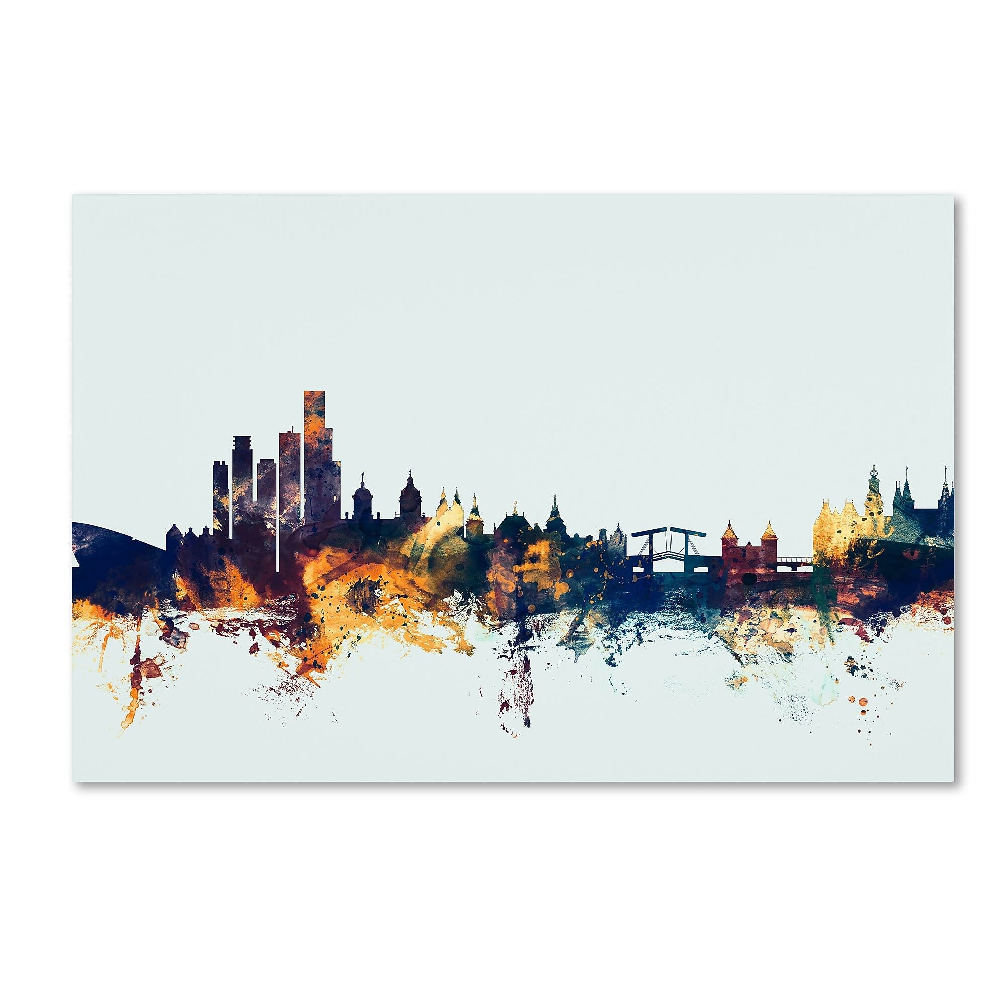 Trademark Fine Art Michael Tompsett 'Amsterdam Skyline Blue' 12" x 19" Canvas Stretched Art Print (190836087488)