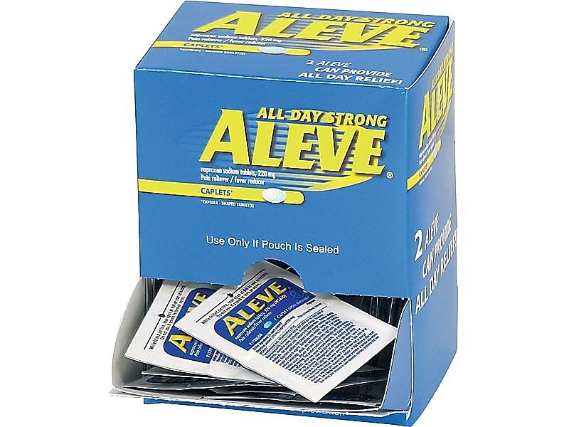 Aleve 220mg Naproxen Caplets, 1/Packet, 50 Packets/Box (7534-50X12-SBA)