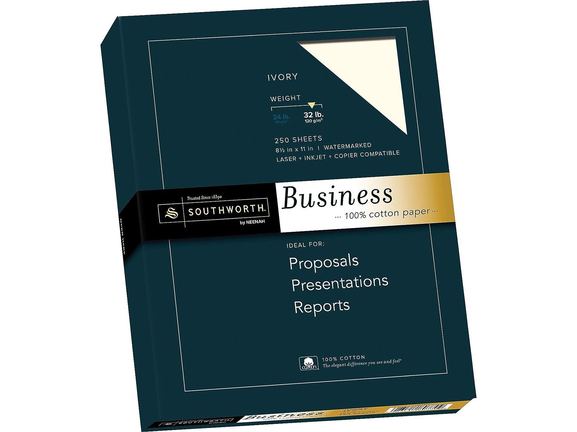 Southworth 8.5"W x 11"L Business Paper, 32 lbs, Wove Finish, 250/Box (JD18IC)
