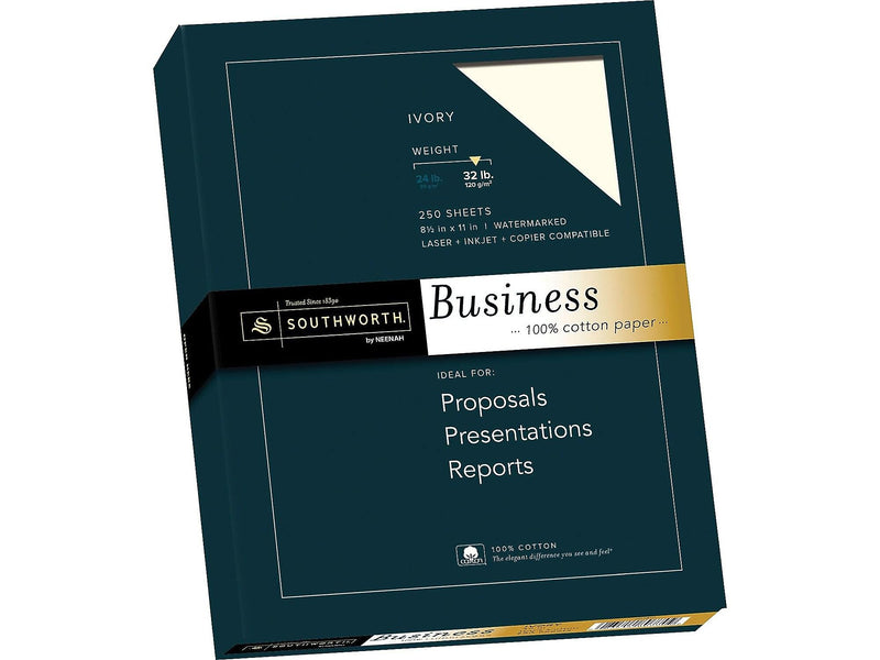 Southworth 8.5"W x 11"L Business Paper, 32 lbs, Wove Finish, 250/Box (JD18IC)