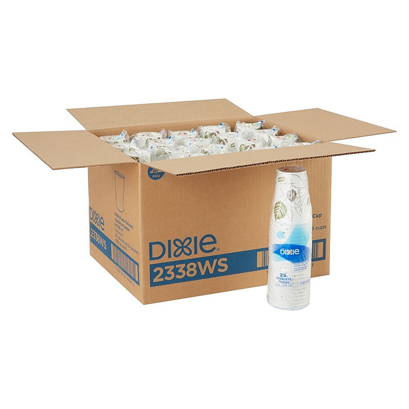 GP PRO Dixie WiseSize Paper Hot Cup, 8 oz, Pathways, Pack of 500 (2338WSCT)