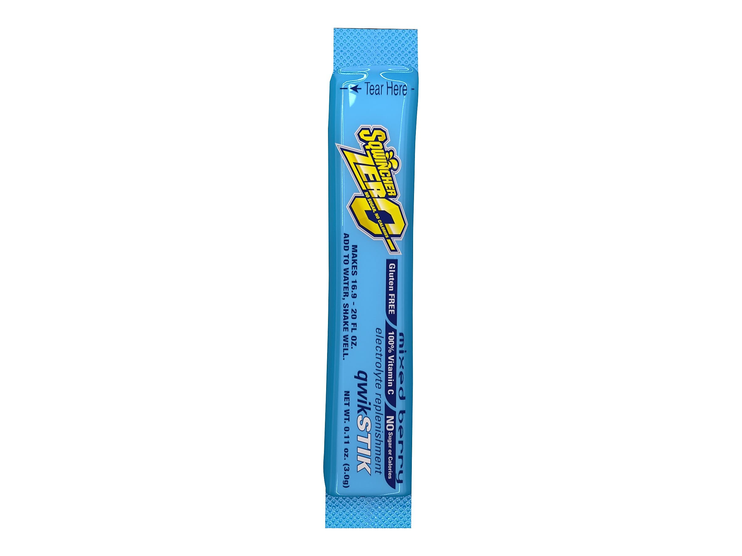 Sqwincher ZERO Qwik Stik Mixed Berry Powdered Sports Drink, 0.11 Oz., 50/Pack (060101-MB)