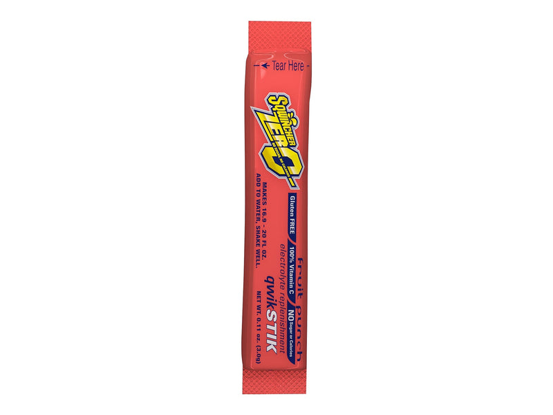 Sqwincher ZERO Qwik Stik Fruit Punch Powdered Sports Drink, 0.11 Oz., 50/Pack (060102-FP)