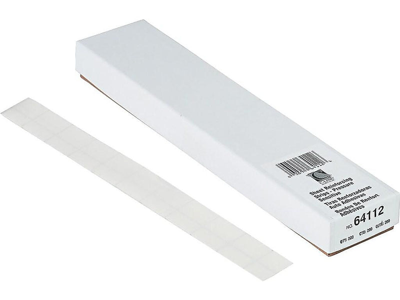 C-Line Peel & Stick Self-Adhesive Reinforcing Strips, Clear, 200/Box (64112)