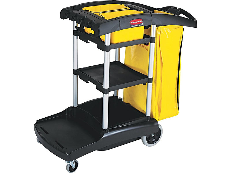 Rubbermaid Commercial Janitorial 3-Shelf Cleaning Cart (FG9T7200BLA)