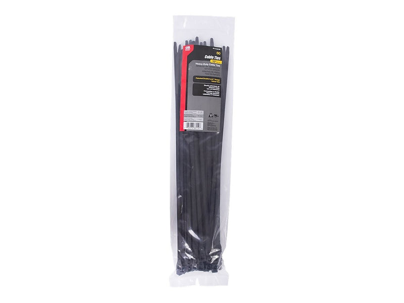 Gardner Bender Heavy-Duty Cable Ties, Black, 50/Box (623-46-415UVB)