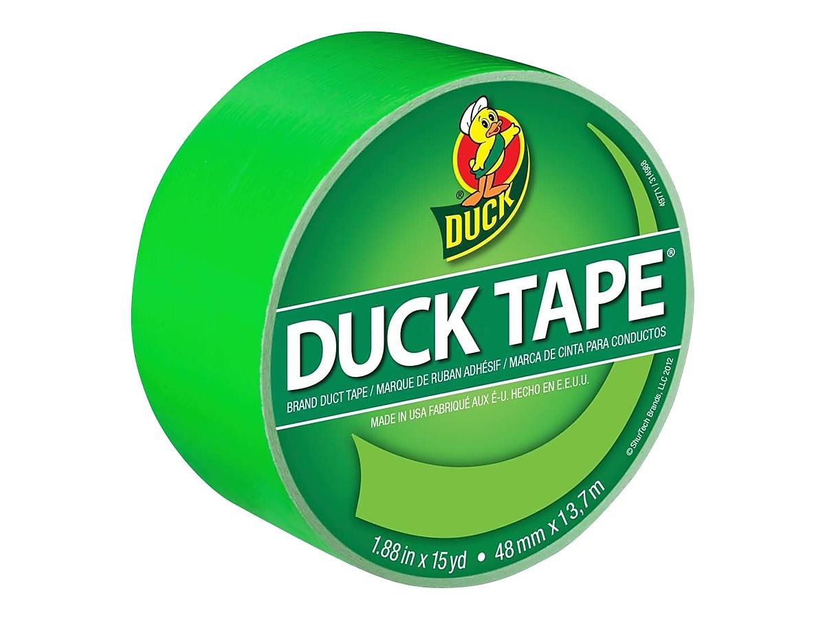 Duck Heavy Duty Duct Tape, 1.88" x 15 yds., Neon Green (1265018)