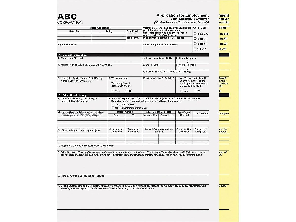PM Company Carbonless Paper, 20 lbs, 8.5" x 11", White/Canary, 1250/Carton (59104)