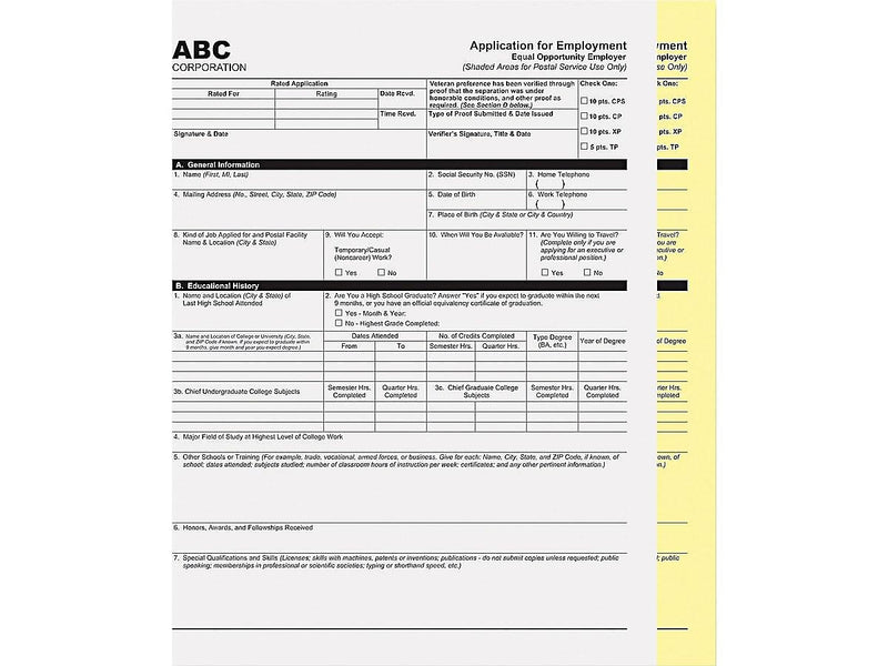 PM Company Carbonless Paper, 20 lbs, 8.5" x 11", White/Canary, 1250/Carton (59104)
