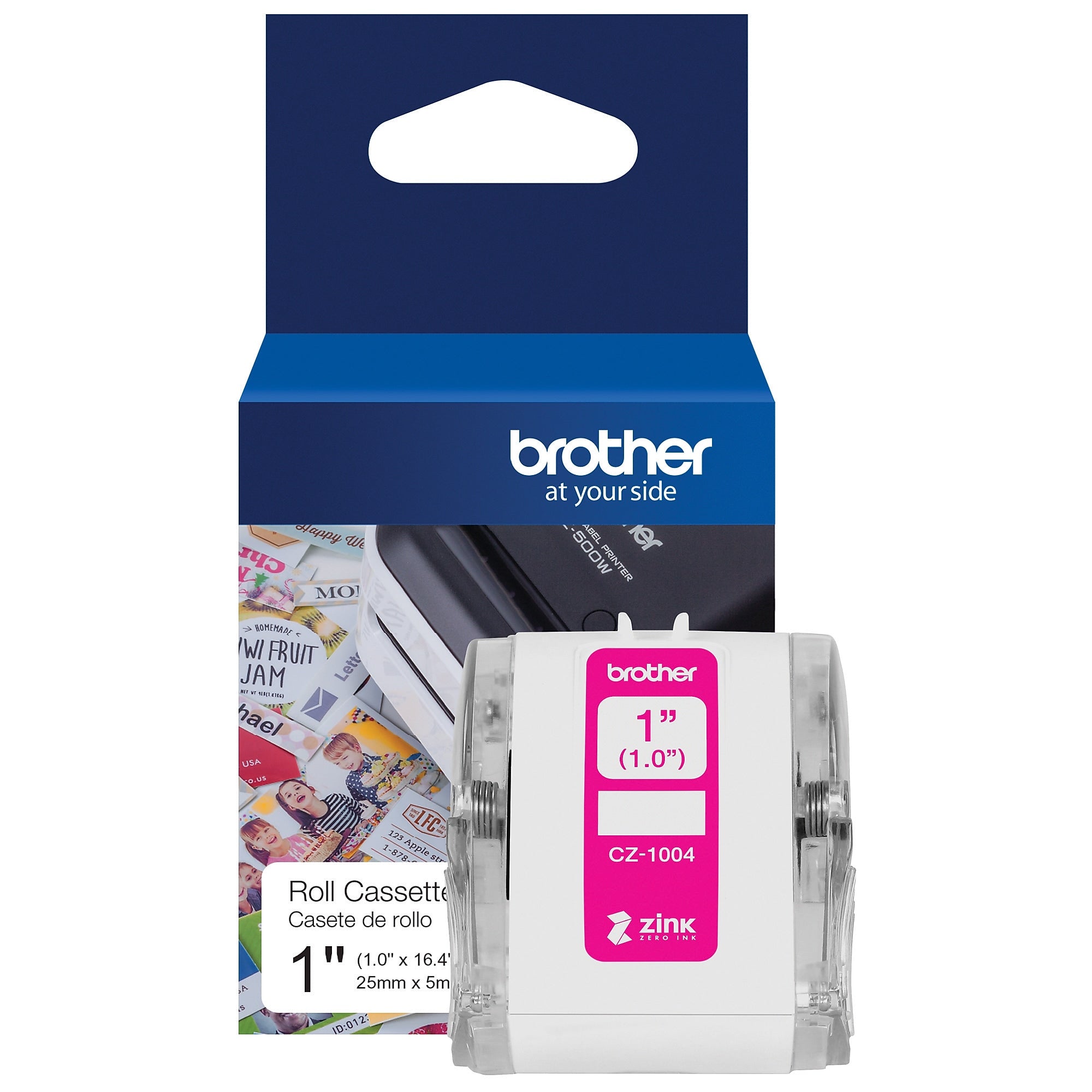 Brother CZ-1004 Continuous Paper Label Roll with ZINK® Zero Ink technology, 1" x 16-4/10', Multicolored (CZ-1004)