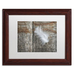 Trademark Fine Art Cora Niele 'Feather on Wood II' 11" x 14" Matted Framed Art Print (190836255641)
