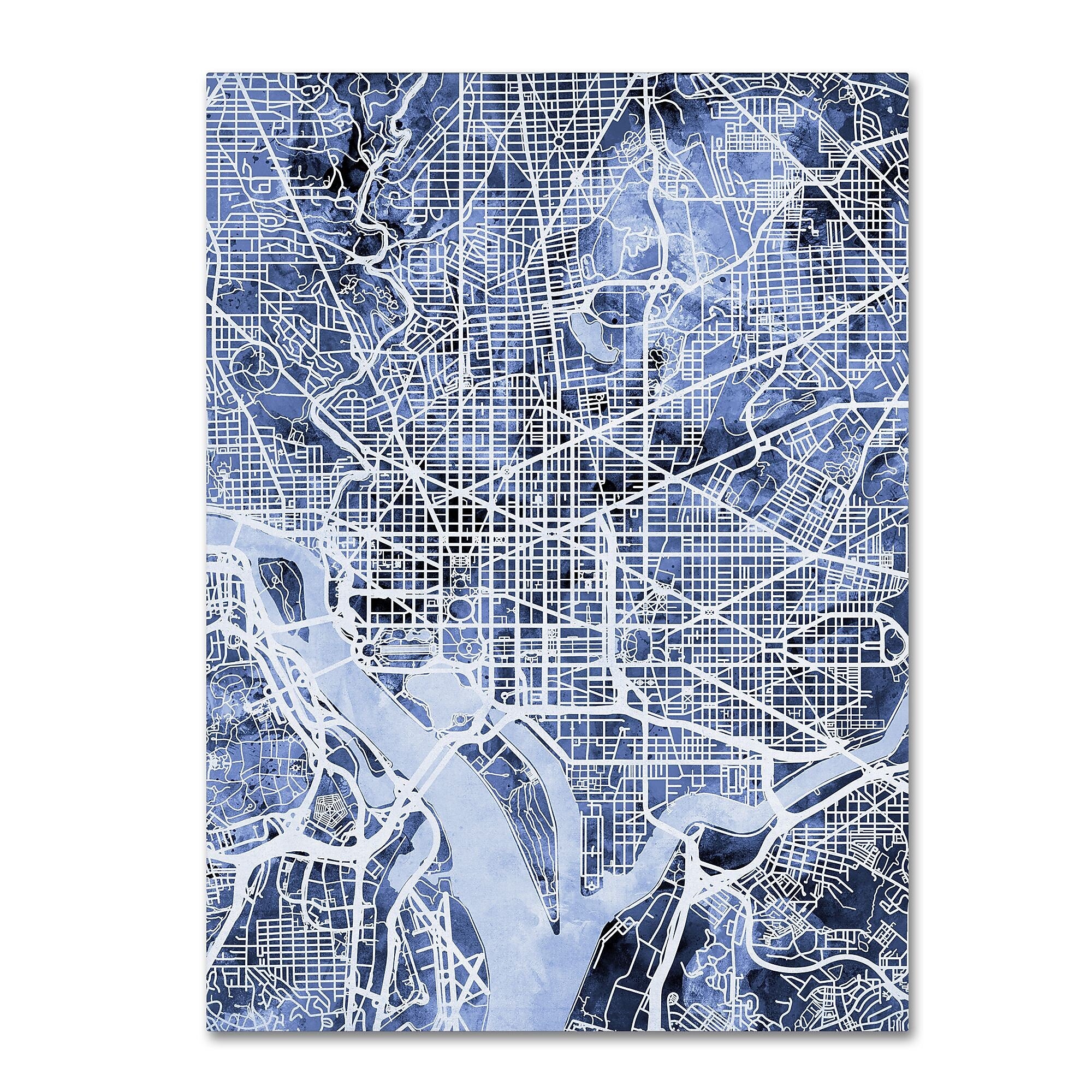 Trademark Fine Art Michael Tompsett 'Washington DC Street Map B&W' 14" x 19" Canvas Stretched (190836020553)