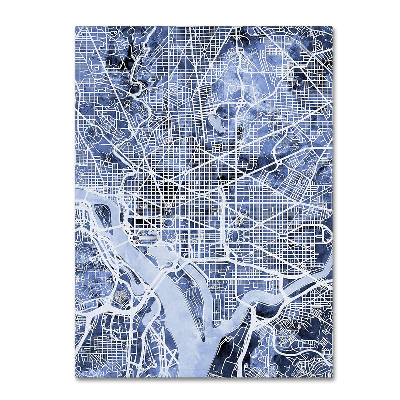 Trademark Fine Art Michael Tompsett 'Washington DC Street Map B&W' 14" x 19" Canvas Stretched (190836020553)