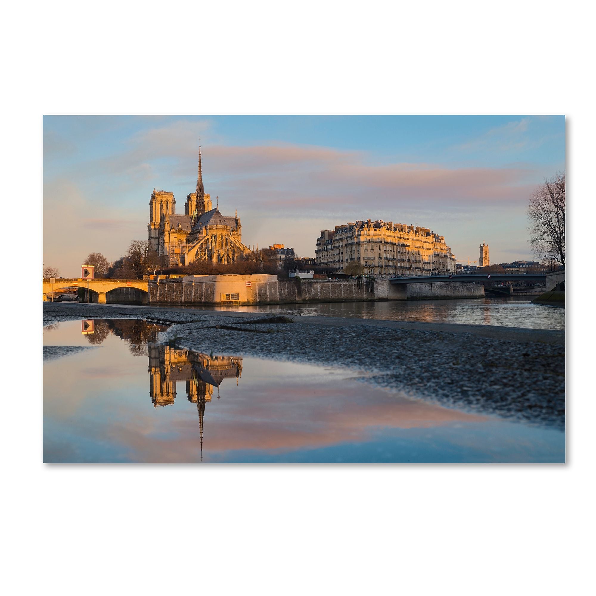 Trademark Fine Art Mathieu Rivrin 'Sunrise in Notre Dame de Paris' 12" x 19" Canvas Stretched Art Print (190836133222)