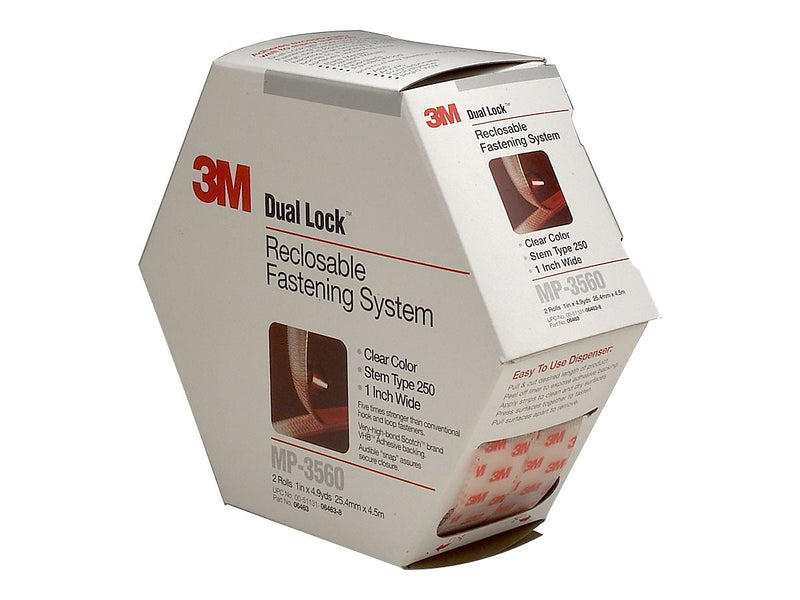 3M Dual Lock 1"W x 176.4"L Reclosable Hook and Loop Fasteners, Clear, 2/Pack (MP-3560)