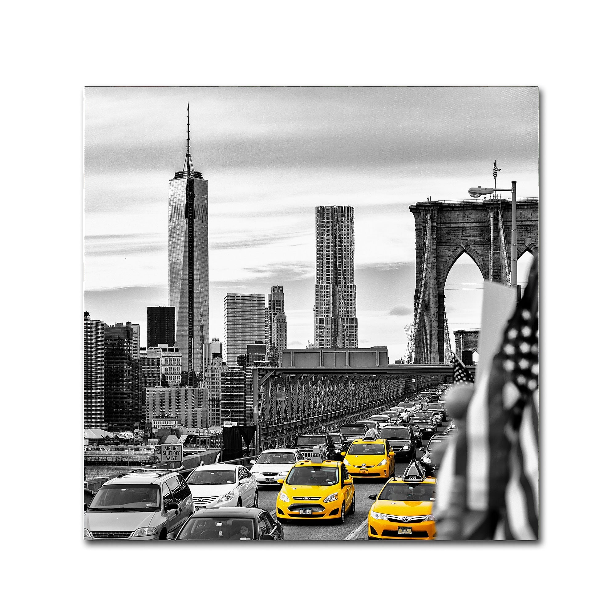 Trademark Fine Art Philippe Hugonnard 'Taxis in New York' 14" x 14" Canvas Stretched Art Print (190836121205)