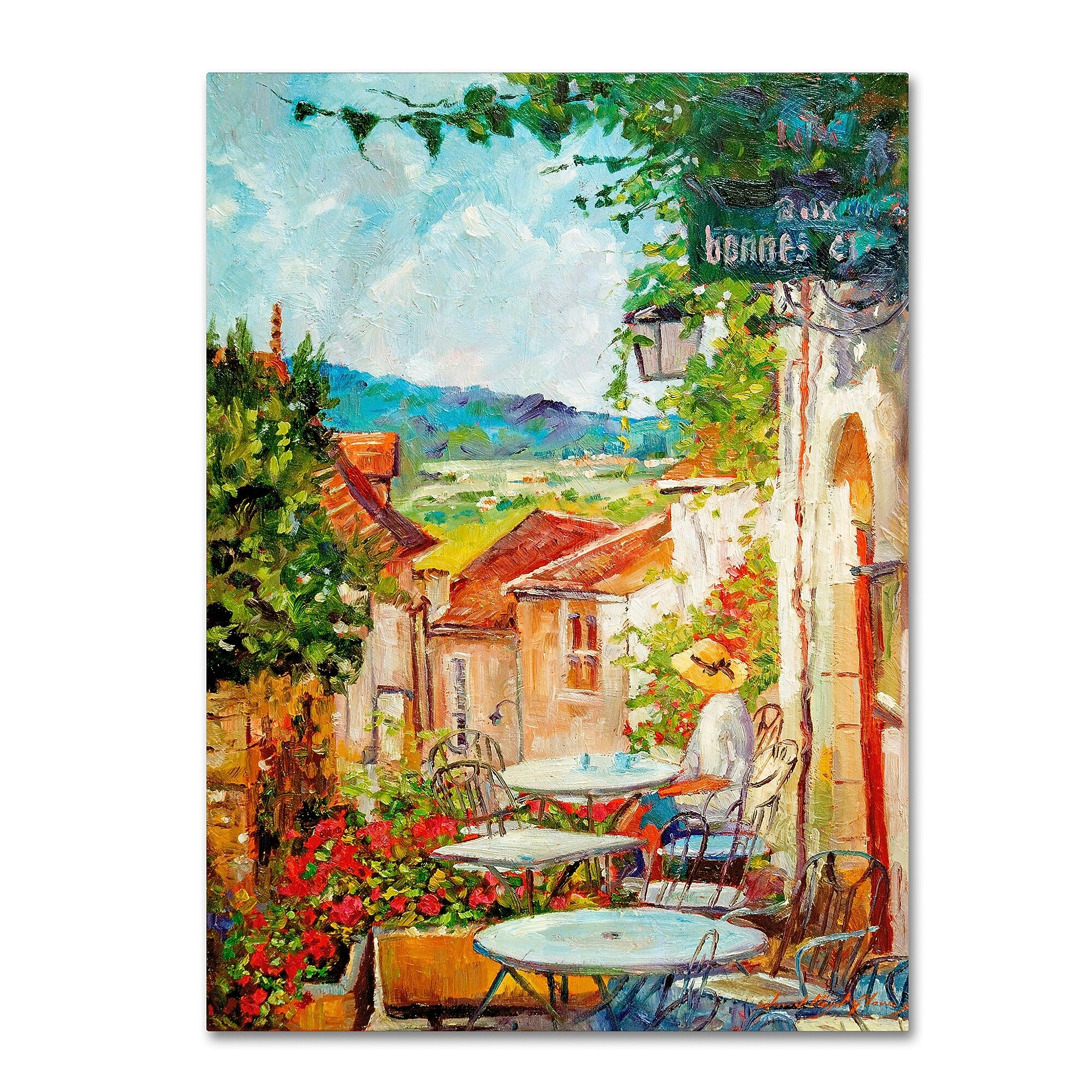 Trademark Fine Art David Lloyd Glover 'Provence Cafe Morning' 14" x 19" Canvas Stretched (190836228546)