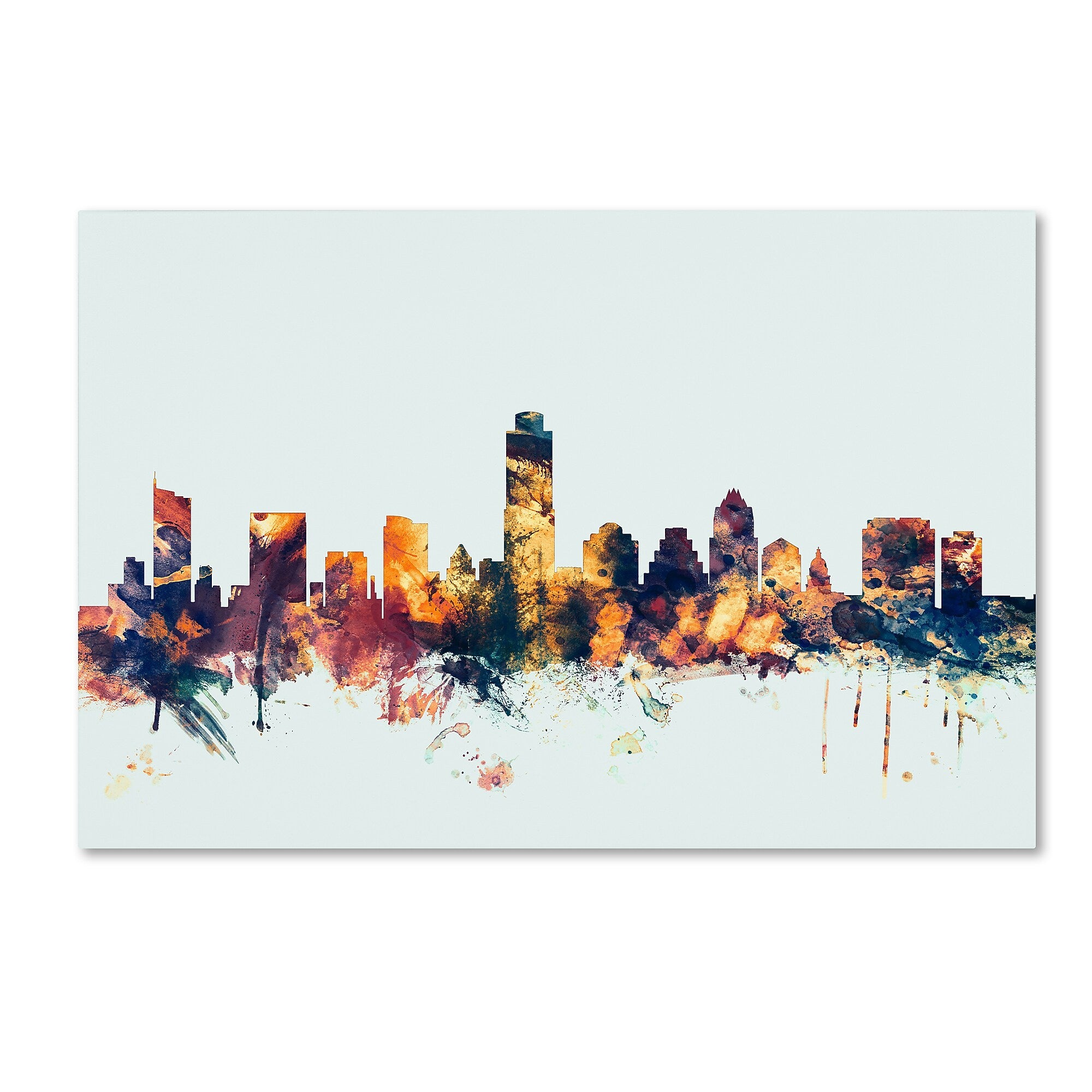 Trademark Fine Art Michael Tompsett 'Austin Texas Skyline Blue' 12" x 19" Canvas Stretched Art Print (190836084807)