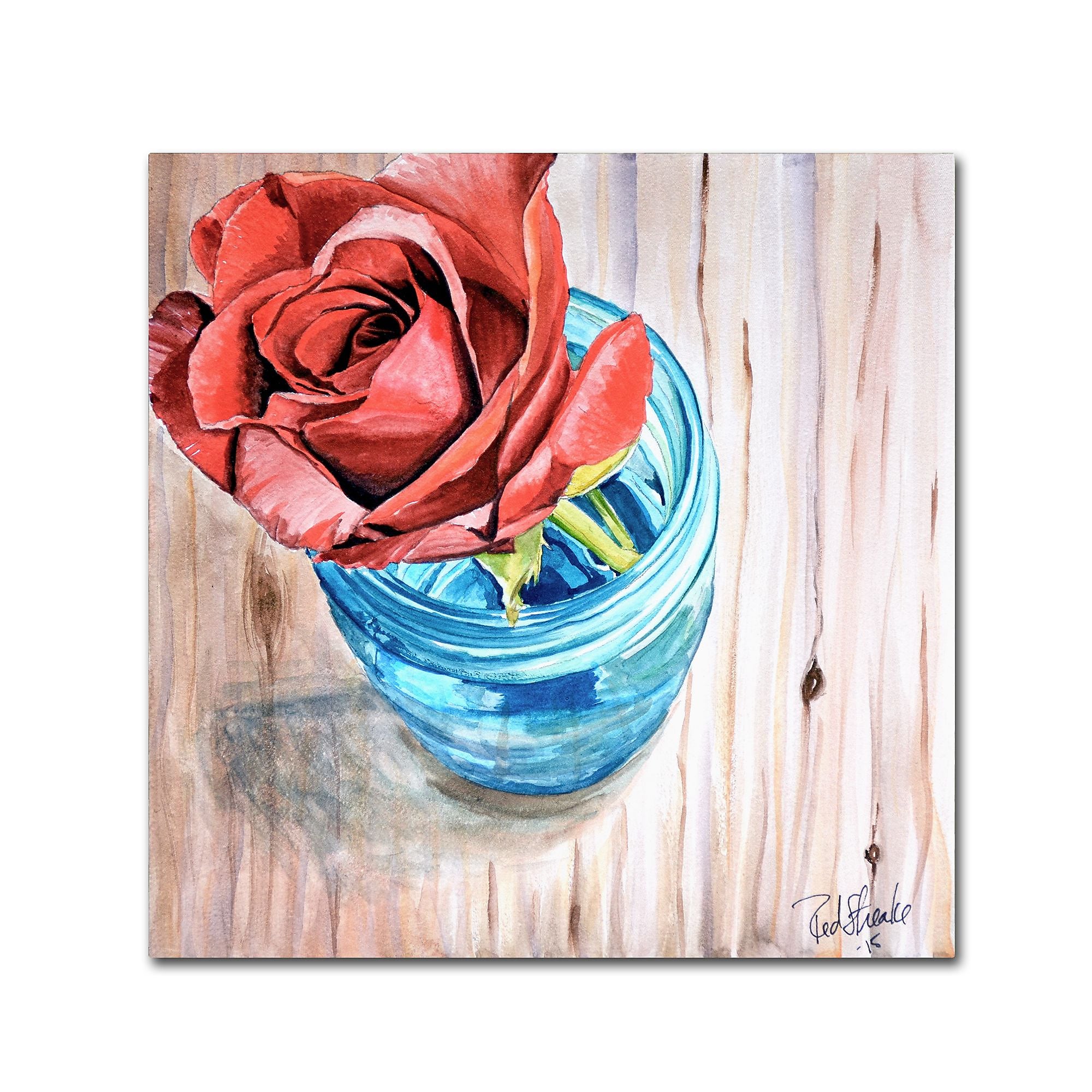 Trademark Fine Art Jennifer Redstreake 'Rose in Jar' 18" x 18" Canvas Stretched (886511945029)